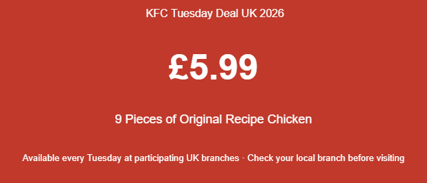 KFC Tuesday Deal UK