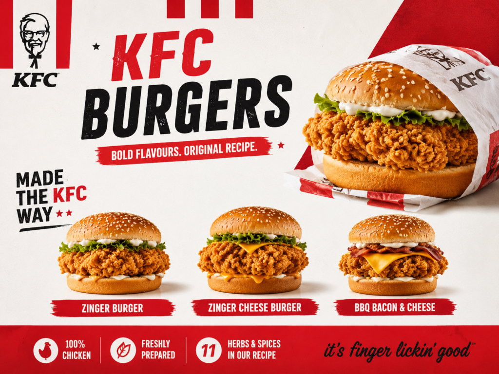 KFC Burgers Menu